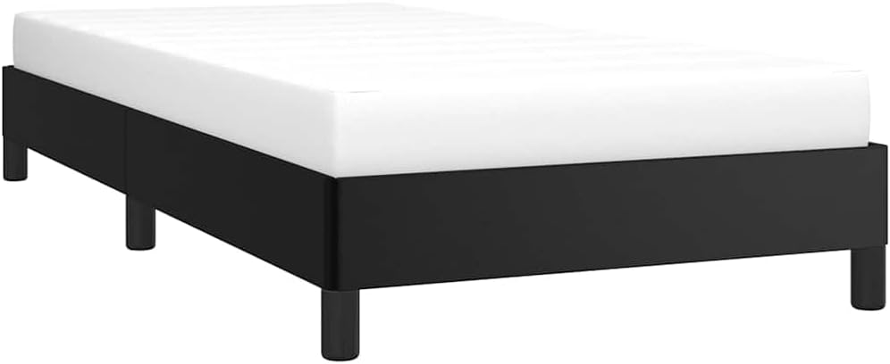 vidaXL Bed Frame, Faux Leather Upholstered Platform Bed, Single Bed Base with Wooden Slats Support for Bedroom, Black 39.4"x79.9" Twin XL Faux Leather