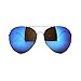 SUPER Oversized Aviator Sunglasses Big Metal Frame Silver, Blue Mirror Lens