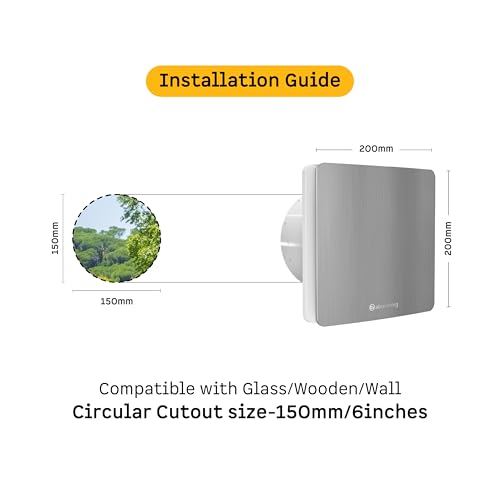 Image of atomberg Studio Exhaust Fan 150mm (6 Inches) | BLDC Motor | 6.8W| Low Noise | 2000 RPM| Ideal for Bathroom,Kitchen | Easy to Clean | Installation-Round Cut (153mm) | 2 Years Warranty (Brushed Steel)