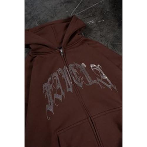 Y2K retro oversized letter rhinestones in autumn and winter, men's street fashion loose hoodies.4