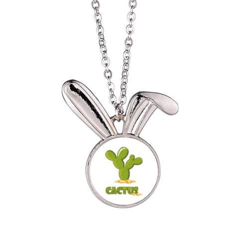 Collier lapin vert cactus - Pendentif original femme tendance