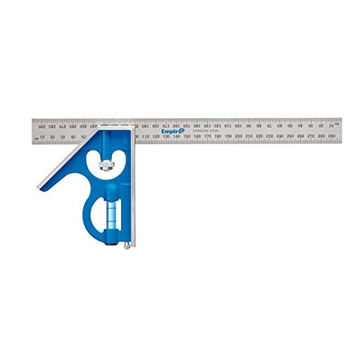 Empire Level E250M 12-Inch Heavy Duty Professional Combination Square With Etched Stainless Steel Blade, Metric Graduations and True Blue Vial