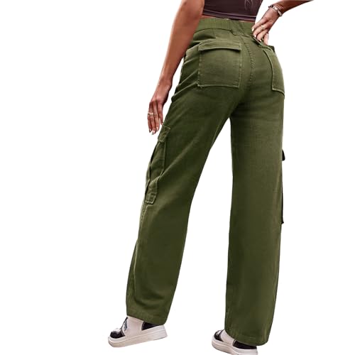 THWEI Cargo Pants for Women High Waisted Casual Baggy Stretchy Wide Leg Y2K Streetwear with 6 Pockets3