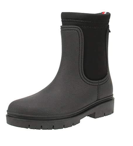 Tommy Hilfiger Damen, knöchelhoch Regenstiefel, Schwarz, 39 EU