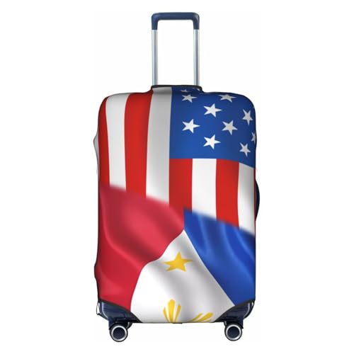 Travel Luggage Cover America Flag And Philippines Flag Fashion Washable Baggage Suitcase Protector Fit For Luggage Small