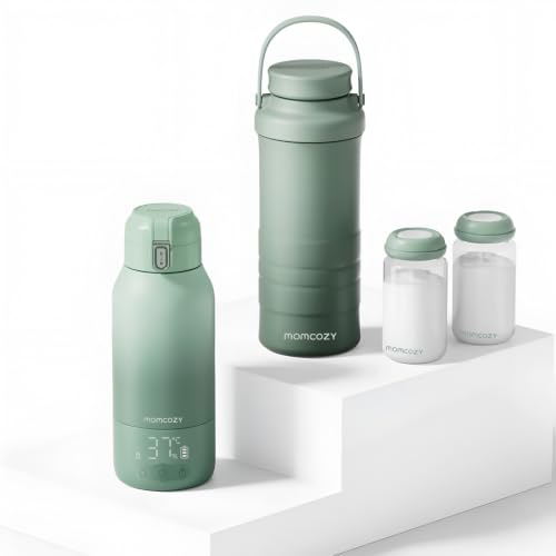Momcozy Chauffe Biberon Portable & Momcozy Glaciere Lait Maternel, Grande Capacité de 500ml pour Toute la Journée + Pot Conservation Lait Maternel Portable...