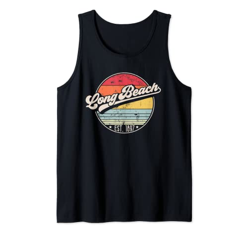 Retro Long Beach CA Home City 70s Estilo Sunset Regalo Camiseta sin Mangas