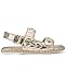 KARL LAGERFELD Paris Women's Charlay Double Strap Sandal With Pin Embellishments, White Gold, 10