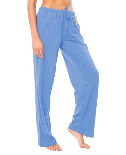 Image of Sexy Basics Women's Soft Flex 100% Cotton Knit Pajama Pants | Lounge Sleep Bottoms | Drawstring & Pockets| Multi Packs