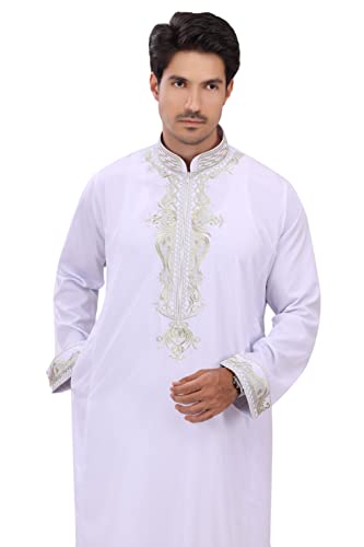 Men's Thoub Arabic thoub Long Sleeve Arab Thobe Embroidery Dress Full Length for Eid & Weddings2
