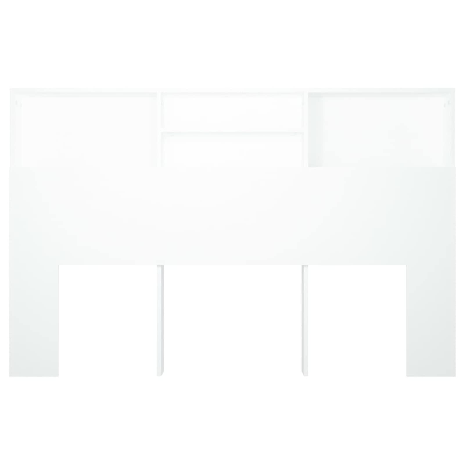 Homgoday Testiera con Contenitore Bianco 160x19x103,5 cm, Testiera Letto con Scaffale e Mensole, Matrimoniale, Schienale per Letto e Divano
