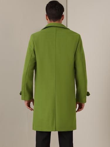 Lars Amadeus Winter Olive Green Overcoat for Men's Double Breasted Long Coat Formal Notched Lapel Trench Coat XX-Large