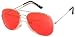 Aviator Classic Sunglasses Silver Frame Red Lens Shades
