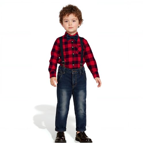 Image of Yilaku Baby Boy Clothes Toddler Dress Outfits Cotton Shirt + Jean Pants 2 Piece Boy Suit sets 1-7 Years