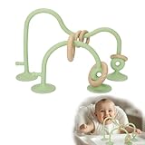 Socub High Chair Toys with Suction Cups, Educational Toys for Babies 6-12 18 Months, Baby Sensory Teething Chew Toys for Infants & Toddlers (Green)