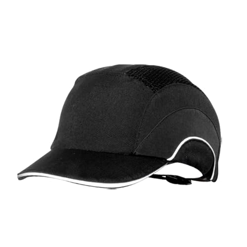 JSP HardCap A1+ Short Brim Bump Cap - Black, Reflective Piping, Ventilated, One-Handed Adjuster (ABS000-001-104)