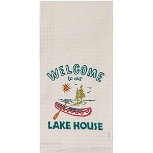 Kay Dee Designs Lake House Embroidered Kitchen Towels Set Hand Towels with Boats and Paddles Outdoor Camping Boating Dish Cloths