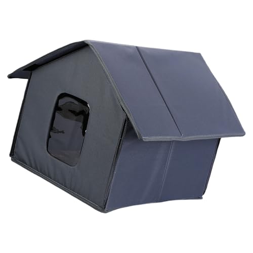 Uqezagpa 屋外用断熱キャットハウス 冬用 組み立て簡単 防水 キャットシェルター 居心地の良いベッド 大型折りたたみ式シェルター