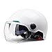BOSERMEM Motorradhelm Mit Schutzbrille, Jethelm Roller-Helm Scooter-Helm Moped Mofa-Helm Chopper Vintage, Hat Den Verkehrssicherheitstest Bestanden(Weiß)
