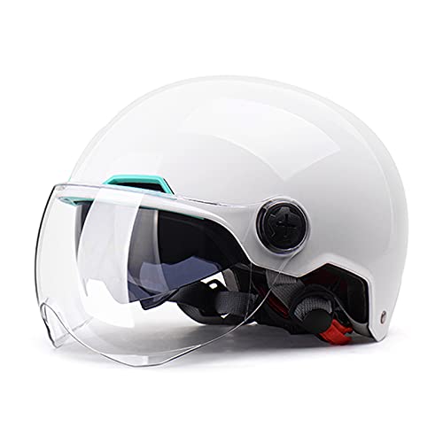 BOSERMEM Cascos De Motocicleta para Hombres y Mujeres, Cascos De Ciclomotor con Viseras, El Cabezal Anticolisión Protege La Seguridad Vial De Los Usuarios(Blanco)