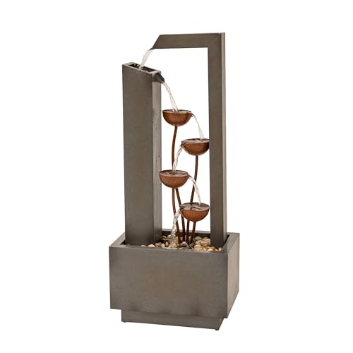 XBrand 38" Tall Gray and Bronze Metal Sculptural Flower Multi-Tier