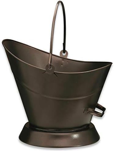 Heavy Duty Metal Fireside Waterloo Bucket Fireplace Hod Scuttle Coal Fuel Ash Wood Log Storage (Black)