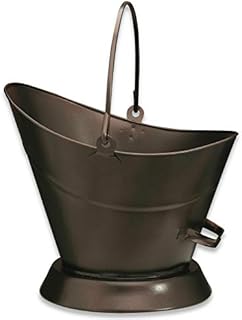 Heavy Duty Metal Fireside Waterloo Bucket Fireplace Hod Scuttle Coal Fuel Ash Wood Log Storage (Black)