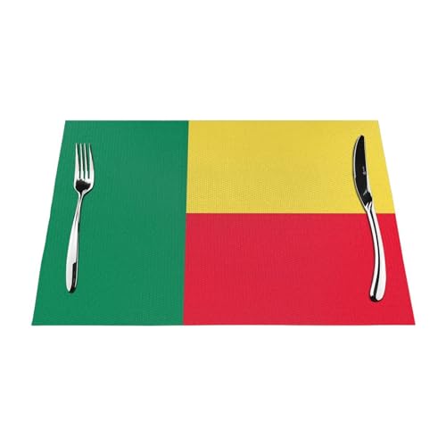 Sets de table haut de gamme vinyle tissé drapeau Bénin isolation table - 2