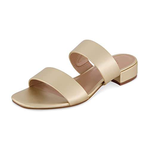 CUSHIONAIRE Women's Nolita two band low block heel slide sandal +Memory Foam and Wide Widths Available