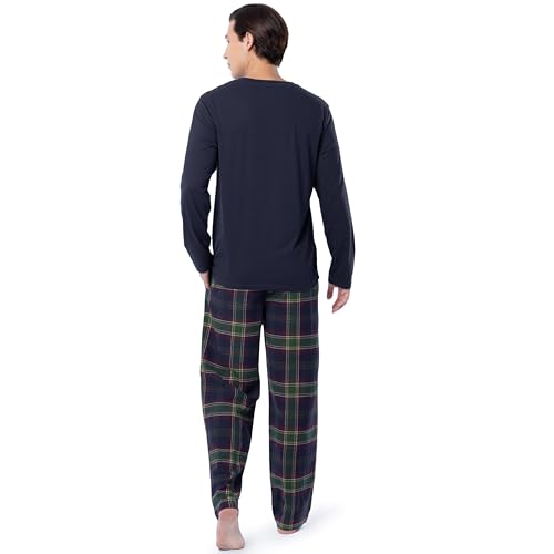 IZOD Men's Long Sleeve Jersey Top and Flannel Pants Pajama Sleep Set2