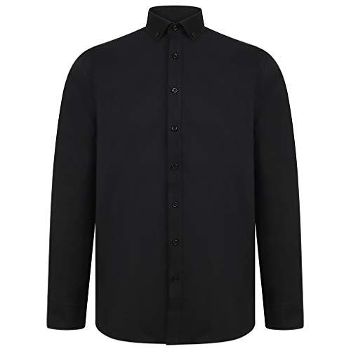 Henbury - Camisa Oxford Moderna de Manga Larga para Hombre (4XL) (Negro)