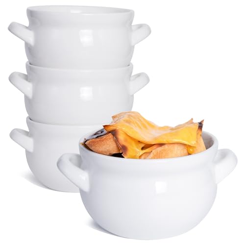 Vumdua Soup Bowls with Handles, 16 Oz Ceramic French Onion Soup Bowls - Stackable Oven Safe Bowls Serving Soup...