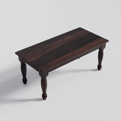 Image of Wooden Rectangle Center Coffee Table for Living Room Sofa Centre Table for Home Office Solid Sheesham Wood Tea Table Walnut Finish