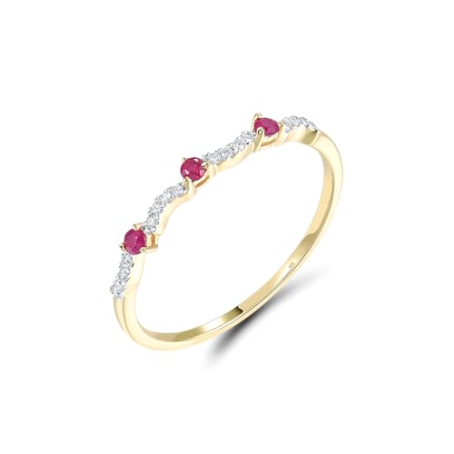 Santuzza Wave Shape Ring with Diamond and Ruby