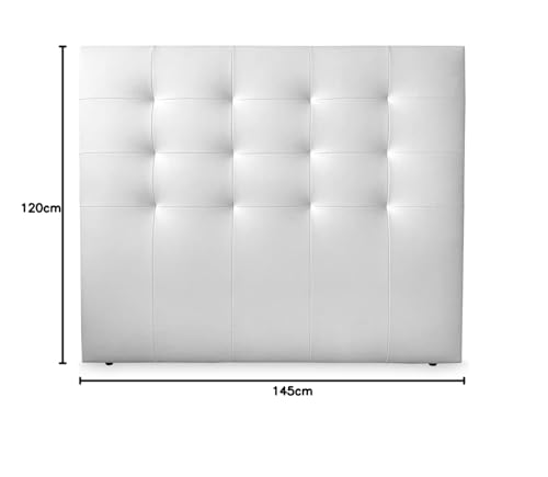 amuéblate online - Cabecero Modelo Coral Acolchado, Tapizado en Polipiel de Alta Gama, Medidas: 145 x 120 cm (para Cama de 135/140) Blanco - imagen 3