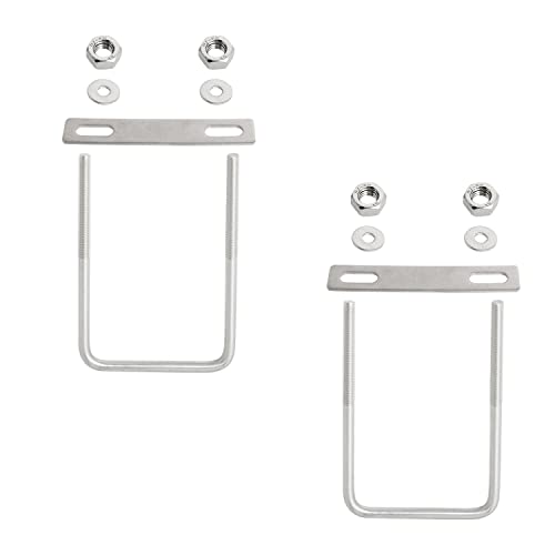 Image of Square U-Bolt 2.36 inch(60mm) Inner Width U Bolts Brackets 304 Stainless Steel M6 with Nut, Plate, Washer for Car /RV /Trailer Bumper,2 Sets