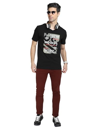 Image of DYCA by Bodycare Men's V Neck Half Sleeves T-Shirt, Cotton Graphic Print Tshirt, Casual Wear T Shirt for Man