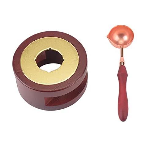 FuTaiKang Wax Seal Warmer Melting Kit, Wooden Wax Sealing Furnace with 1 Melting Spoon, Melting Tools for Wax Sealing Stamp, Presents, Wedding Envelopes and Invitations Stamping Cover