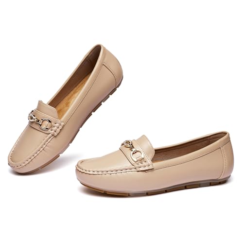 Image of Women's Business Loafers Work Casual Flats Shoes Lightweight Penny PU Leather Slip On Walking Shoes