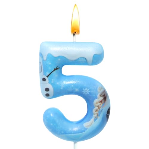 Bougie Reine Des Neiges 5 Ans, Bougies à Thème 3D, Bougie Anniversaire Reine Des Neiges, Décoration de Gâteau, Décoration Anniversaire pour Filles,...