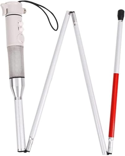 Bastone elettronico per ciechi con allarme acustico e luminoso, bastone da passeggio intelligente per ipovedenti, illuminato a LED, pieghevole, aiuto per anziani e adulti non vedenti