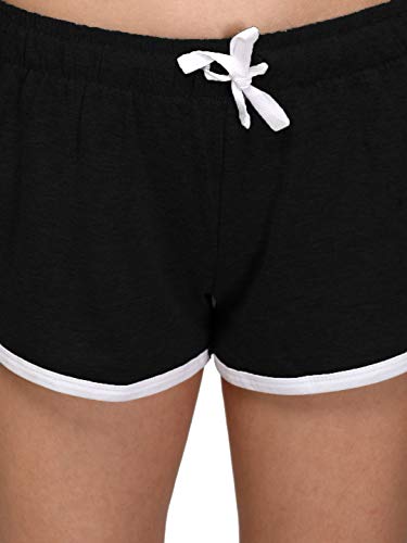 Image of KOTTY Black Plain Women Night Shorts (Black,26)