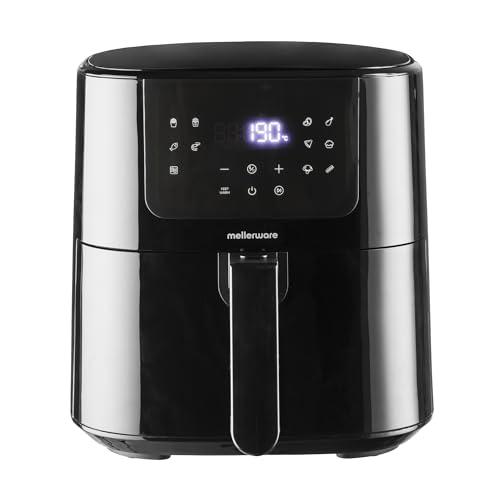 Mellerware - Freidora sin aceite Crunchy Plus 5.5L 1500W | 11 Menús Predefinidos | Capacidad para 3-5 raciones | Temporizador Programable | Pantalla para controlar la temperatura | Air Fryer 80-200º