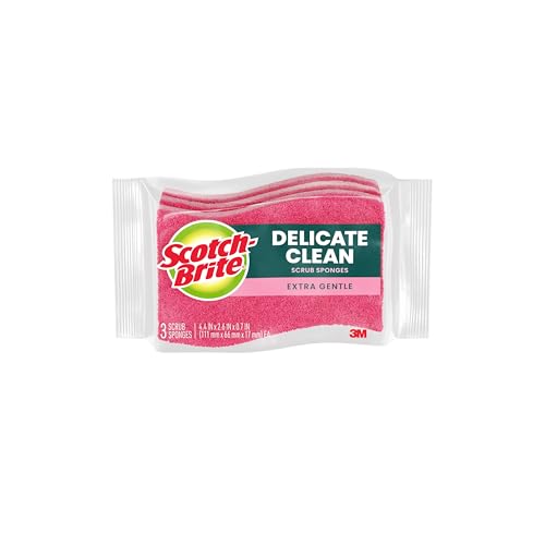Image of Scotch-Brite Gentle Clean Delicate Scrub Sponges, For Washing Dishes and Cleaning Kitchen, 3 Scrub Sponges