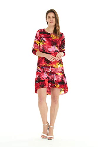 Image of Hawaii Hangover Family Matching Hawaiian Clothes, Sunset Red | Family matching Hawaiian outfits, Sunset Red, lightweight rayon, machine washable, tropical floral print, luaus, cruises