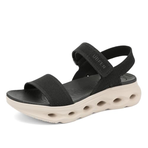 Image of UBFEN Womens Comfortable Walking Sandals with Cushioned Sole | Non-Slip Rocker Bottom, Arch Support, Adjustable Straps, Lightweight Water Sport Platform Summer