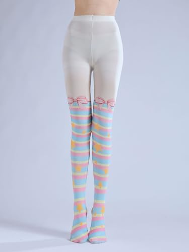 Image of Sahabowi Women's Sheer Tights, Digital Print Designs Stockings