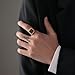 MYNENEY 14K Gold/Silver/Black Plated Square Signet Ring Anillos De Hombre Statement Classical Wedding Rings Band for Men