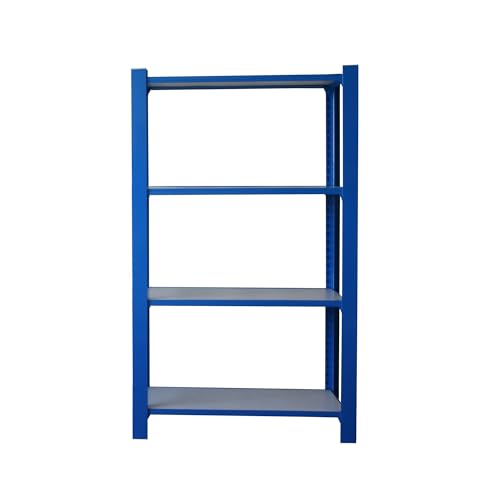 Simon Rack Officlick Bibliothèque Étagère de Bureau, 1500 x 900 x 300 mm, 4 hauteurs, Plateaux en Bois, Style Industriel, Bleu/Blanc