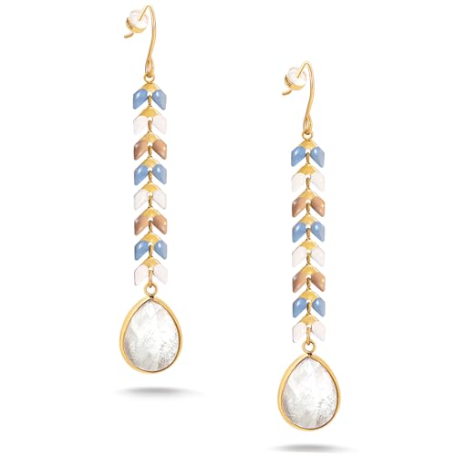 Wrangler Gold Western Drop Dangle Earrings for Women Rustic 14K Statement Natrual Stone Country Jewelry - Main Image